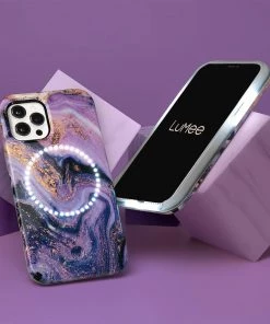 LuMee Halo Gold Glitter Purple Marble - IPhone 12 Pro Max