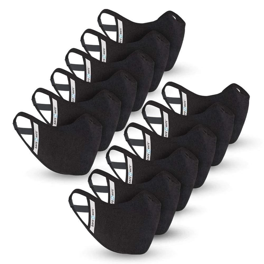 Safe+Mate Adult Large/X Large 12 Pack Cloth Face Mask 3 Safe+Mate Adult Large/X Large 12 Pack Cloth Face Mask