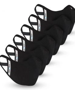 Safe+Mate Adult Large/X Large 6 Pack Black Cloth Face Mask