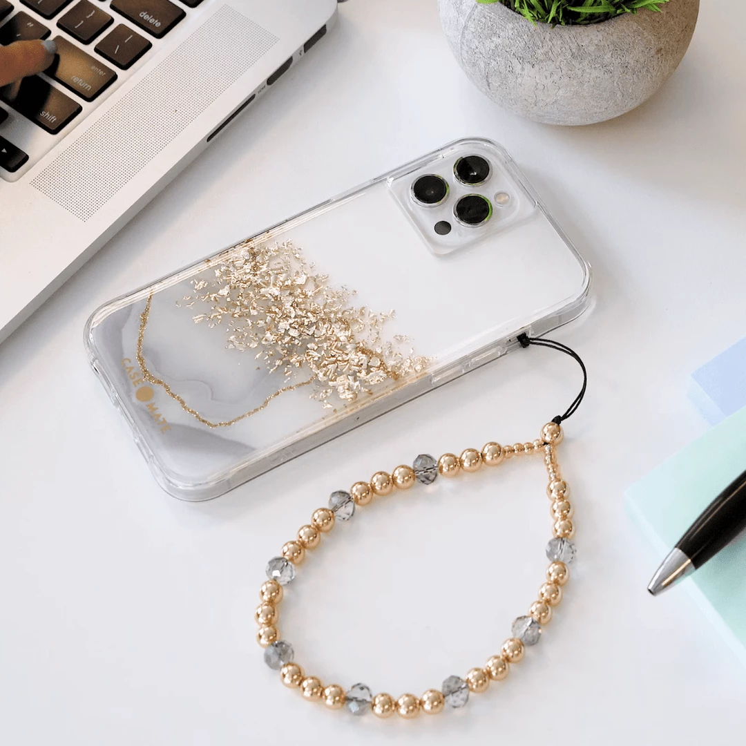 Case-Mate Beaded Phone Charm (Golden Crystal) - Wristlet 10 Case-Mate Beaded Phone Charm (Golden Crystal) - Wristlet