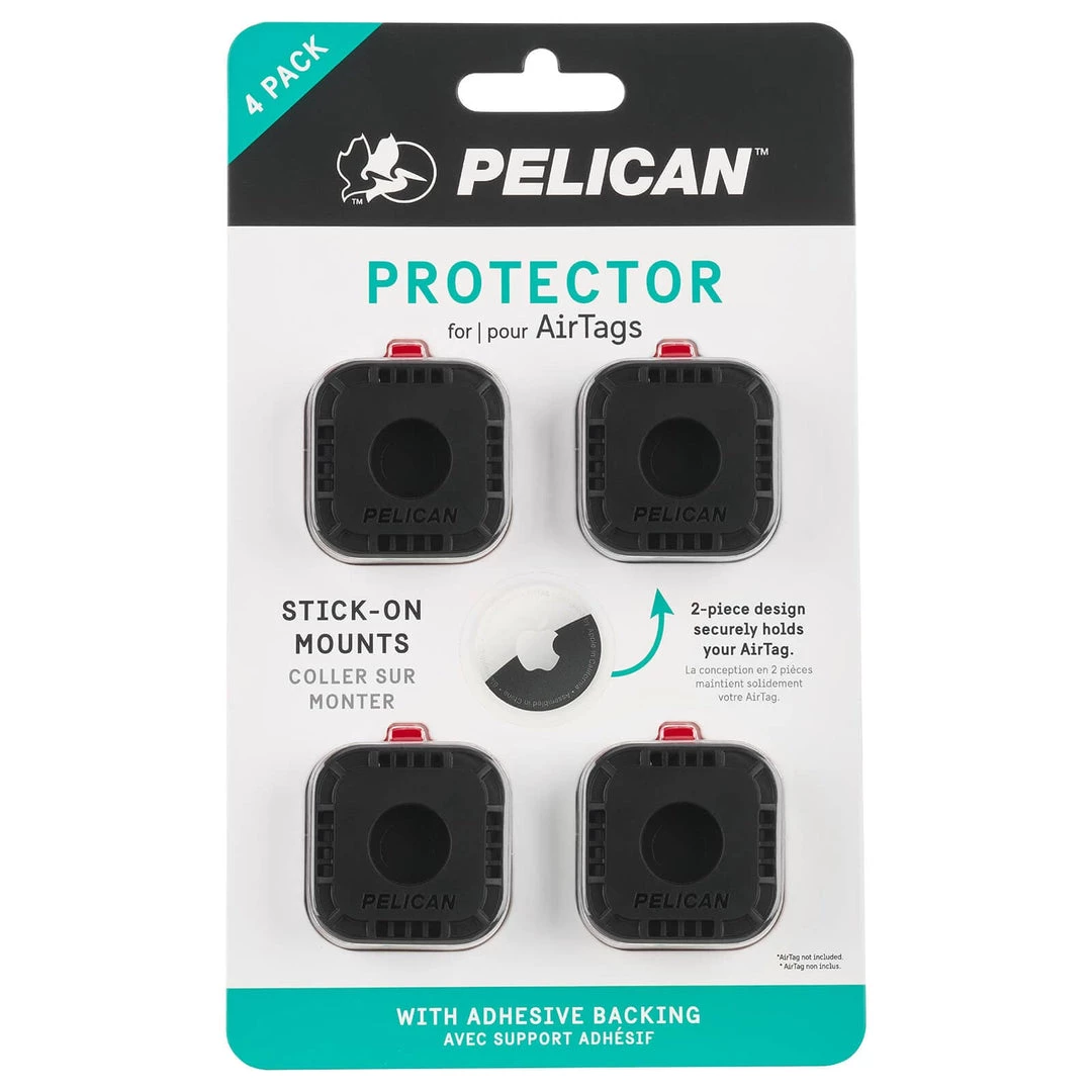 Pelican Protector AirTag Sticker Mount 4 Pack (Black) - AirTag Case AirTag Cases