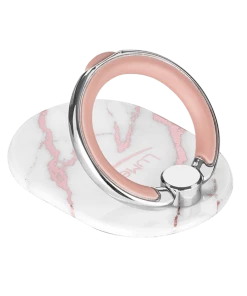LuMee Rose Metallic White Marble Ring - Phone Grip