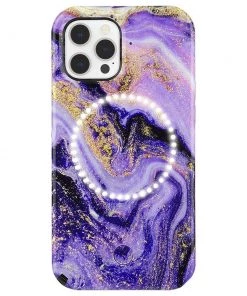 LuMee Halo Gold Glitter Purple Marble - IPhone 12 Pro Max