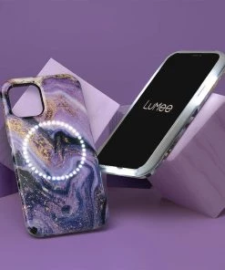 LuMee Halo Gold Glitter Purple Marble - IPhone 12 Mini 8 LuMee Halo Gold Glitter Purple Marble - IPhone 12 Mini
