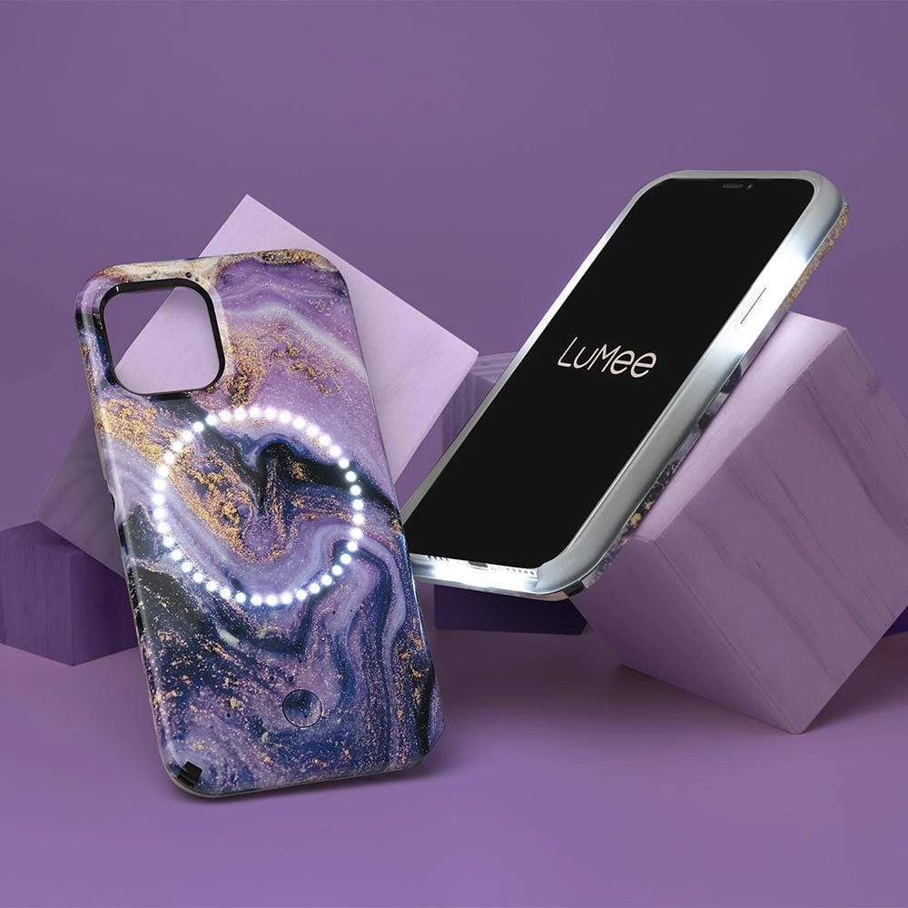LuMee Halo Gold Glitter Purple Marble - IPhone 12 Mini 4 LuMee Halo Gold Glitter Purple Marble - IPhone 12 Mini