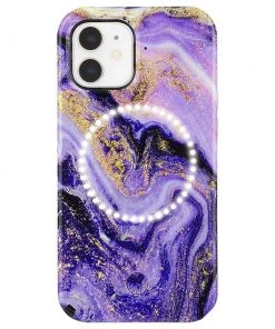 LuMee Halo Gold Glitter Purple Marble - IPhone 12 Mini