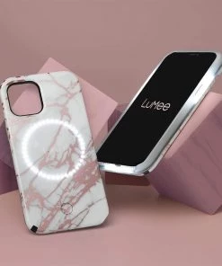 LuMee Halo Rose Metallic White Marble - IPhone 12 Mini