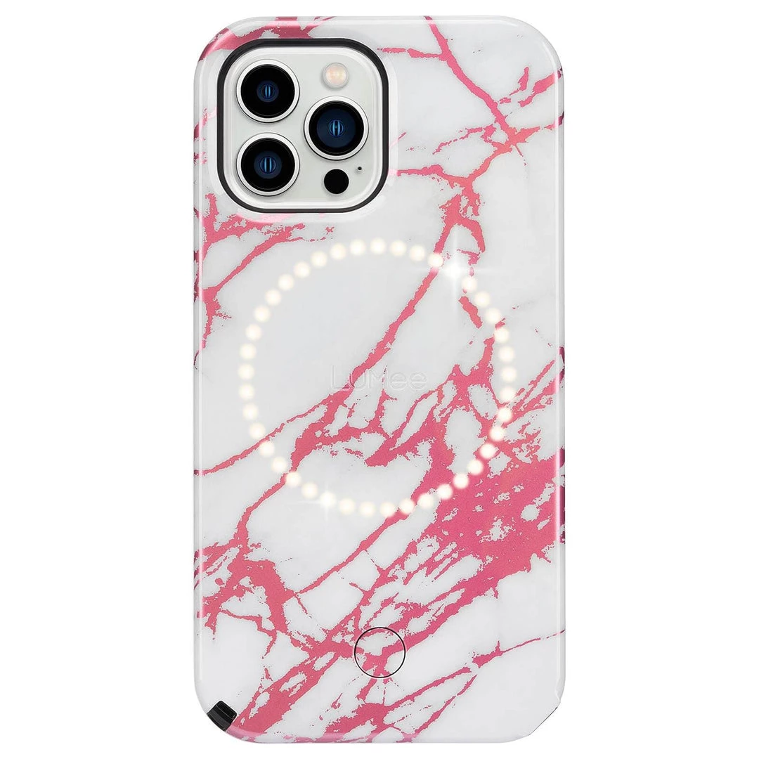 LuMee Halo Rose Metallic White Marble - IPhone 13 Pro Max