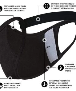 Safe+Mate Adult Large/X Large 6 Pack Black Cloth Face Mask