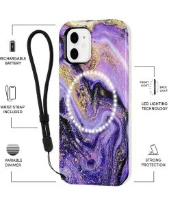 LuMee Halo Gold Glitter Purple Marble - IPhone 12 Mini 9 LuMee Halo Gold Glitter Purple Marble - IPhone 12 Mini