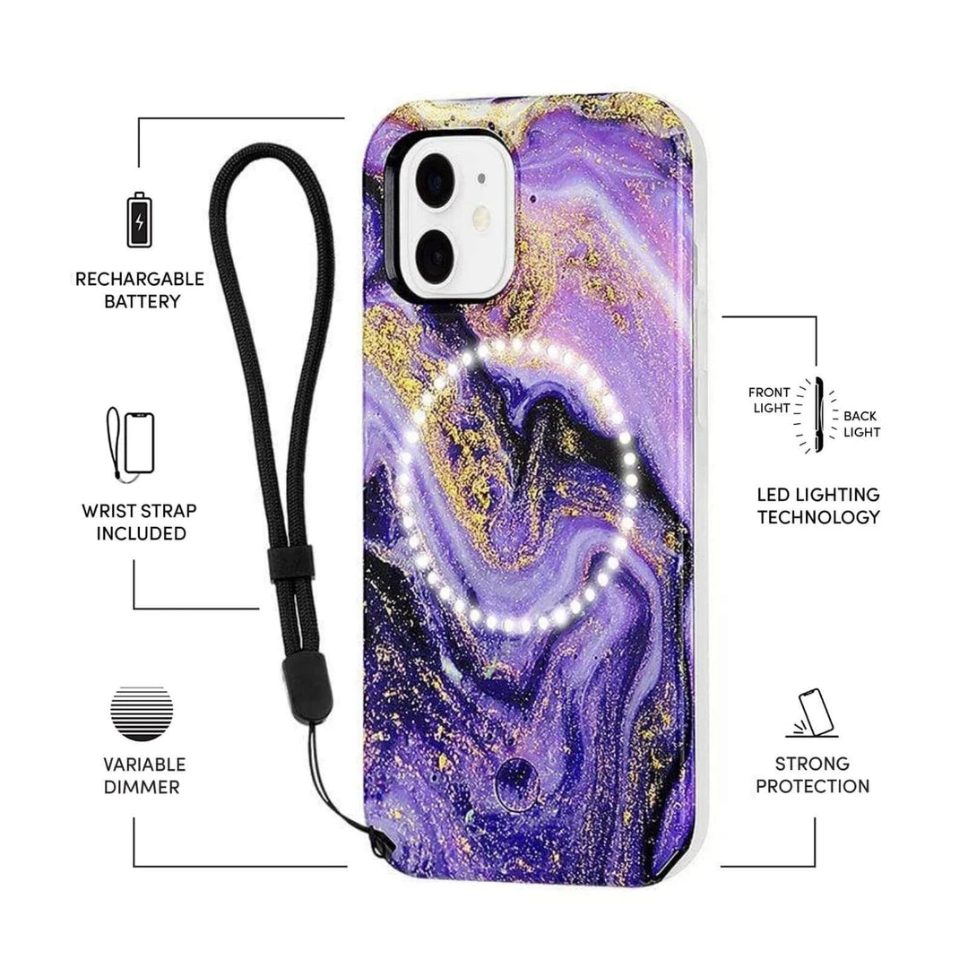 LuMee Halo Gold Glitter Purple Marble - IPhone 12 Mini 5 LuMee Halo Gold Glitter Purple Marble - IPhone 12 Mini