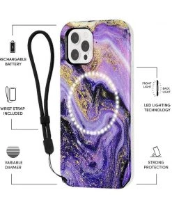 LuMee Halo Gold Glitter Purple Marble - IPhone 12 Pro Max