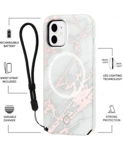 LuMee Halo Rose Metallic White Marble - IPhone 12 Mini